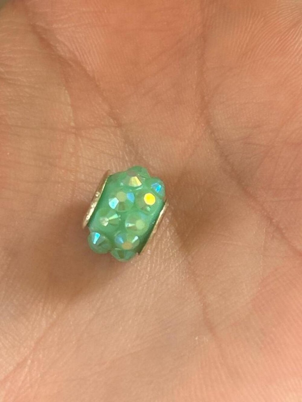 925 Sterling Silver Green and blue bead charm